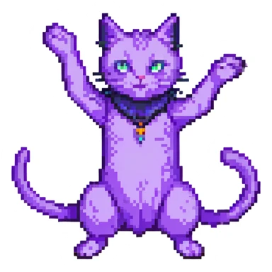 purple cat casting a spell sticker