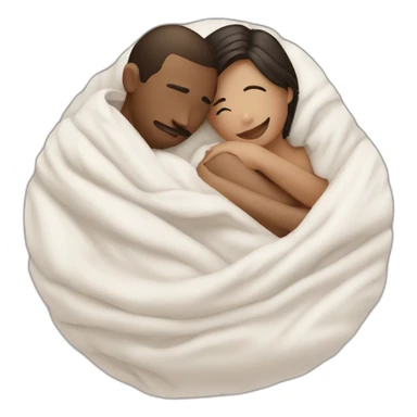 lovers hugging in comforter ball sticker