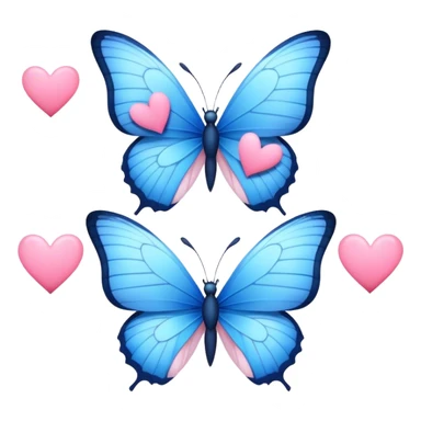 two blue butterflies and two little pink hearts sticker