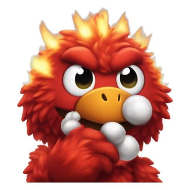 Elmo Legendary Pokémon:
Emberino
A playful Fire/Psychic-type, Emberino has a warm, red fur and a cheerful disposition. With the ability *Heartfelt Glow,* it can heal allies in battle.  sticker