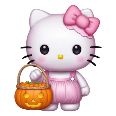 Hello kitty holding a Halloween basket sticker