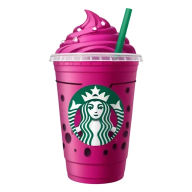 Starbucks dark pink dragonfruit refresher. flat on top. starbucks logo. sticker