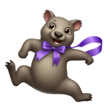 Dancing wombat with a big ribbon sticker