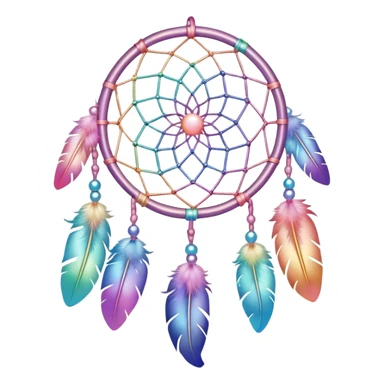 Iridescent pastel rainbow colorful transparent bright light luminescent dream-catcher  sticker