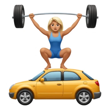 Barefoot woman lifting up a car sticker