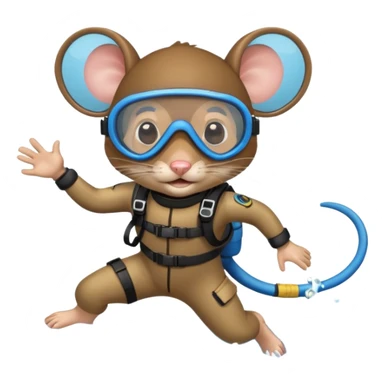 mouse wearing scuba gear dive into the sea sticker