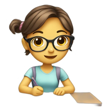 the cute girl is studying sticker