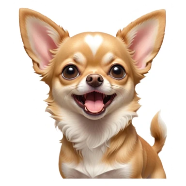 Cinematic Cute Yawning Fawn Short Haired Chihuahua Portrait Emoji, Head tilted slightly with a dramatic, wide-open yawn, soft fawn fur with a velvety texture, floppy ears slightly drooping, round dark eyes barely open in drowsy contentment, Simplified yet irresistibly adorable features, highly detailed, glowing with a soft, cozy glow, high shine, relaxed yet expressive, stylized with a touch of whimsy, bright and endearing, soft glowing outline, capturing the essence of a sleepy yet affectionate pup, so drowsy it feels like it could stretch right out of the screen and curl up for a nap! sticker