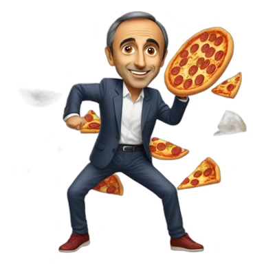 eric zemmour qui dance avec une pizza sticker