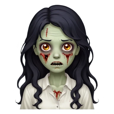 garota zumbi com cabelo preto ondulado longo blusa branca sticker