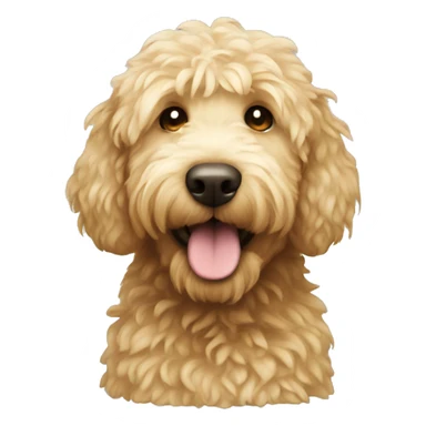 Golden doodle using the toilet sticker