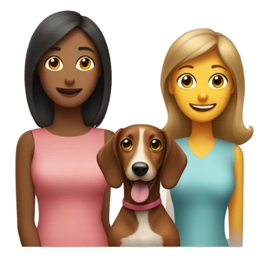 Mum, teenage daughter and a sausage dog sticker
