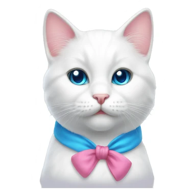white cat with a pink bow and blue eyes sticker