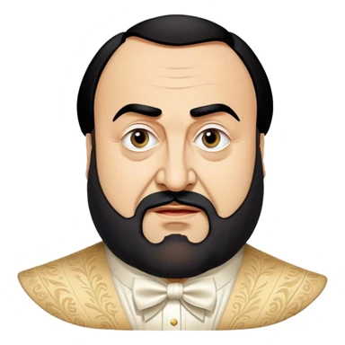 Cinematic Realistic Luciano Pavarotti Portrait Emoji, depicted as a charismatic operatic tenor with expressive eyes and commanding stage presence, rendered with rich elegant textures and warm theatrical lighting that captures his timeless vocal brilliance. sticker