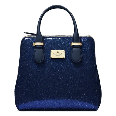 Realistic isolated navy blue glitter kate spade satchel purse.  sticker