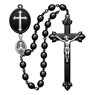 Gothic rosary with spikes instead of beads, dark iOS emoji style sticker