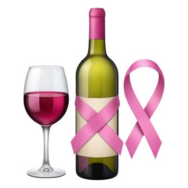 a bottle of wine with a pink ribbon tied around it sticker