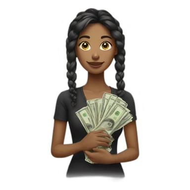 a girl with money bow sticker