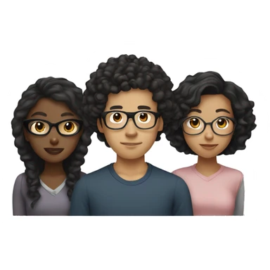 Asian Guy glasses with 2 Black girls and 1 Mixed guy with curly hair  sticker