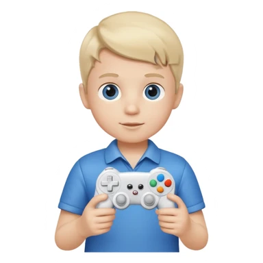 Little boy hold a controller and an airplane toy sticker
