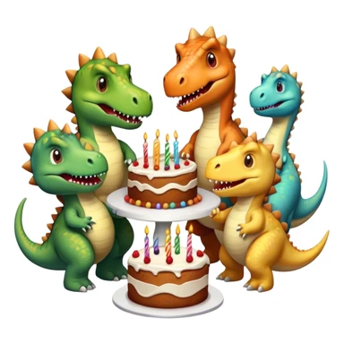 office dinosaurs in shirts eating birthday cake sticker