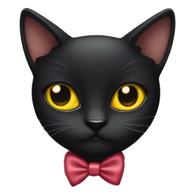 black cat with yellow eyes and a bow sticker