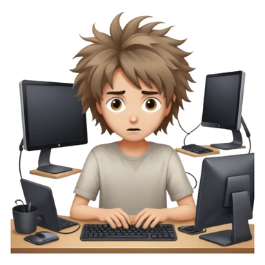 a person who went nuts from the amount of time he spent on chat gpt sticker