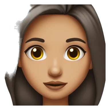 A cute brunette girl. Sassy. Eye roll. With lip filler and nails sticker