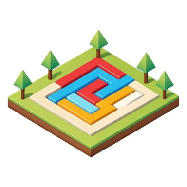 an isometric field with multi-colored tiles and directional arrows sticker