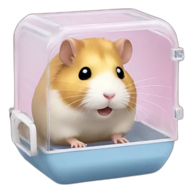 Hamster in clear plastic cage with clear plastic tunnels sticker