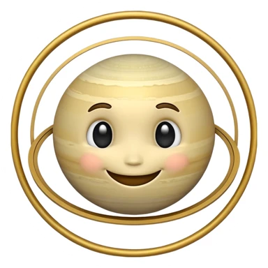 Saturn planet with rings and a cute smiling face sticker