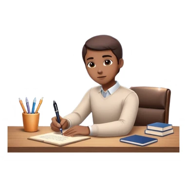 A person sits at a desk. In front of them, a glowing version of their "future self" reaches out, handing them a pen. As they take the pen, the stress clouds begin to dissolve, symbolizing how action breaks procrastination  sticker
