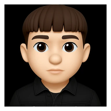 Re-dress the young man in a black denim jacket and make his skin tone 1% lighter. The original style is 3D Emoji, but since 3D Emoji style does not support editing, please keep the 3D Emoji look while applying these changes. sticker