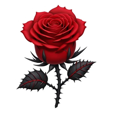 goth rose emoji, black petals and thorns sticker