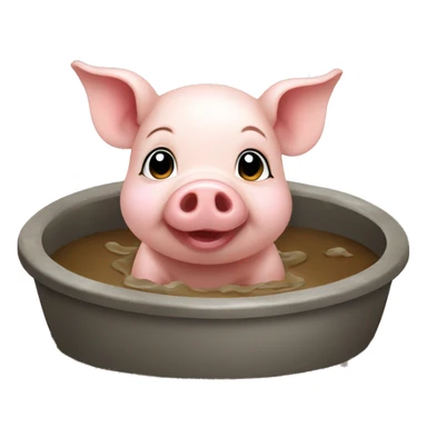 cute baby pig in a mud bath sticker