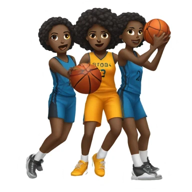 Two black girls shooting basketball sticker