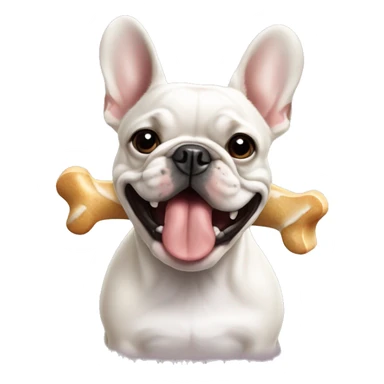 French bulldog with dog bone in mouth sticker