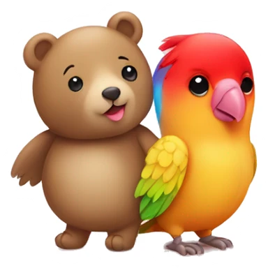 teddy bear and colored lovebird in love  sticker