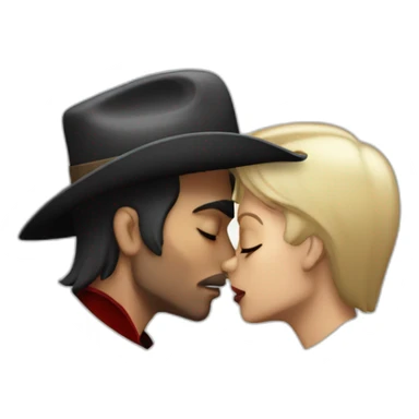 Very developed Cowboy kissing male vampire sticker