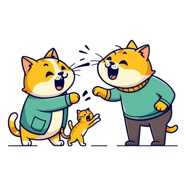 golden cat ￼ yelling at old blind man ￼ sticker