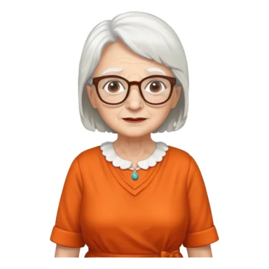 OLD LADY IN KITCHEN OUTFIT ORANGE DRESS, GLASSES. WHITE HAIR  sticker