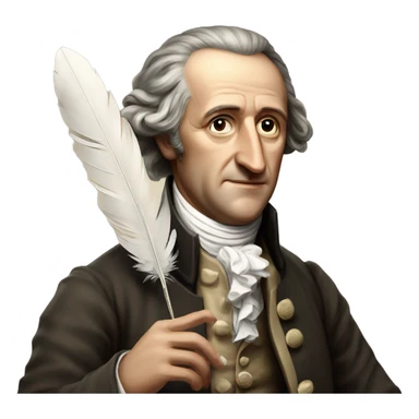 Goethe holds a feather in his hands sticker