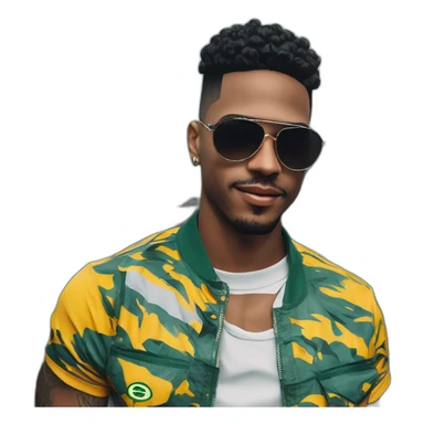 Barbearias Cariocas do Rio de Janeiro Brasil, criar do RJ roupas típicas da favela Streetwear black Brazilian young favela barberman doing a degradê militar fase in a black Brazilian Man sticker