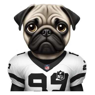 Pug in a raiders jersey sticker