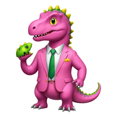dinosaur in pink office suit sticker