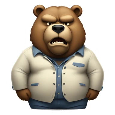 Angry fat bear mad wearing clothes smoking cbd cig sticker