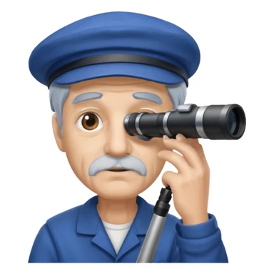 old sailor looking through a telescope, sailor wearing a blue cap sticker