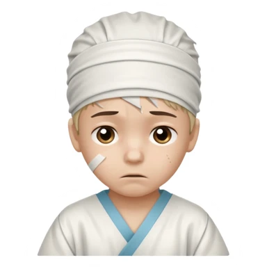 Injured Boy – Bandage on head, hospital gown. sticker