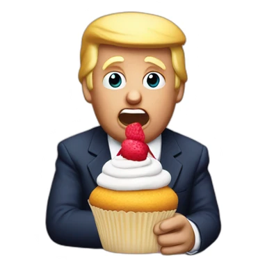 Donald Trump eating a cupcake sticker