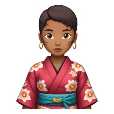 kimono with tatooed, half body to belt sticker